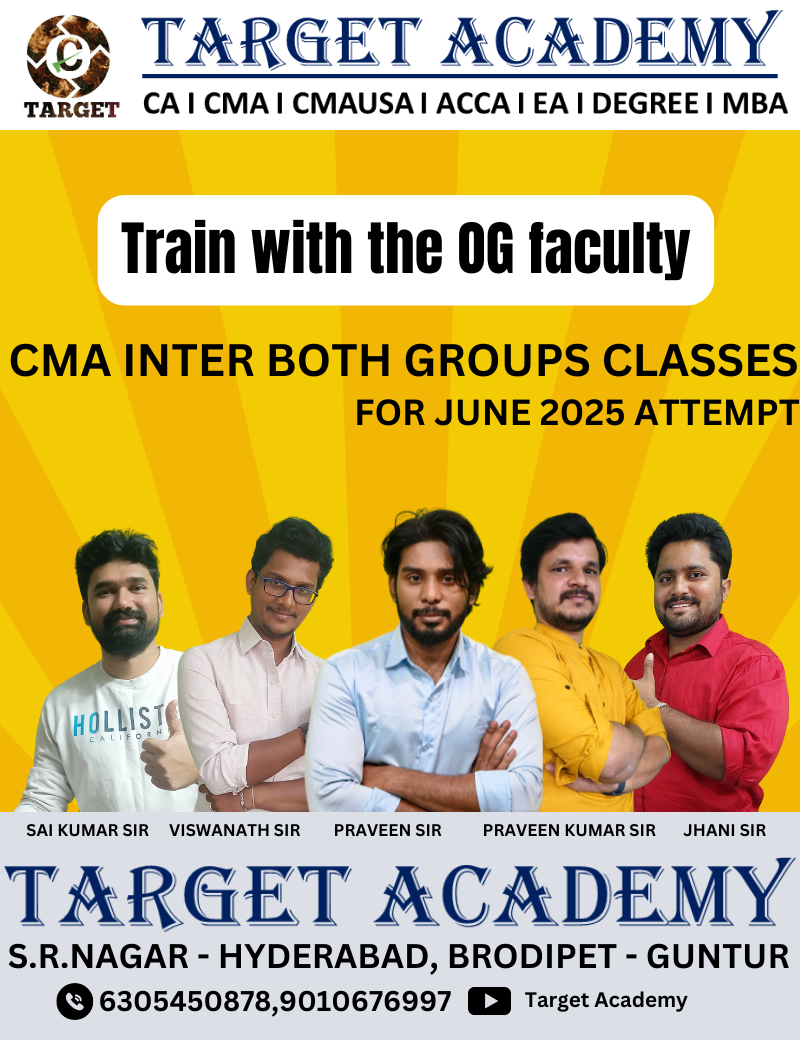CMA INTER BOTH GROUPS JUNE 2025 ATTEMPT - 12 MONTHS VALIDITY